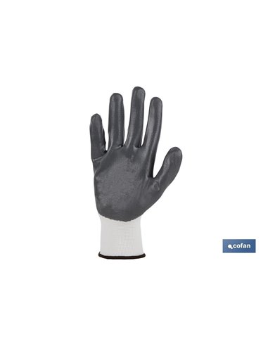 Luva nitrílica 100% impregnada com pu, tamanho cinza 6