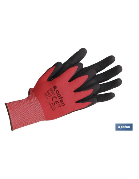 Guante Impregnado Sandy Coated Rojo/Negro Talla 9