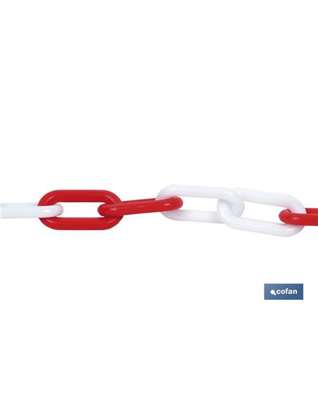 Cadena De Plástico 8mm 25 Mts (Rojo/Blanco)
