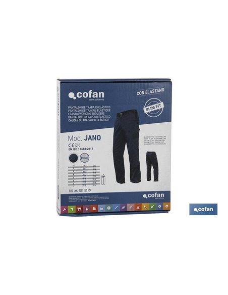 Pantalon Trabajo Flexible Jano Slim Fit Marino/Negro T-38