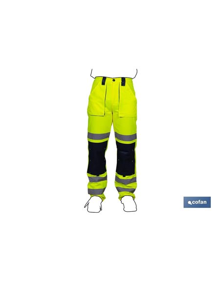 Calça Alta Visibilidade Sirio Modelo Amarelo e Azul Marinho Tamanho L
