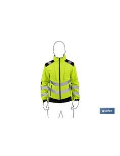 Softshell De Alta Visibilidad Modelo Alfa Centauri Amarillo Y Negro Talla L