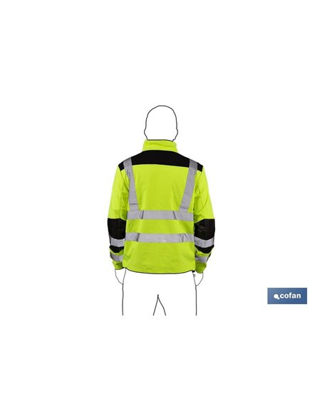 Softshell De Alta Visibilidad Modelo Alfa Centauri Amarillo Y Negro Talla L