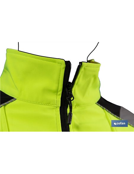 Softshell De Alta Visibilidad Modelo Alfa Centauri Amarillo Y Negro Talla L