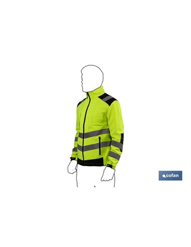 Softshell De Alta Visibilidad Modelo Alfa Centauri Amarillo Y Negro Talla S