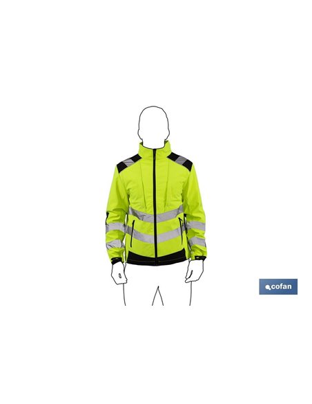 Softshell De Alta Visibilidad Modelo Alfa Centauri Amarillo Y Negro Talla Xl
