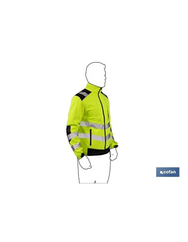 Softshell De Alta Visibilidad Modelo Alfa Centauri Amarillo Y Negro Talla Xl