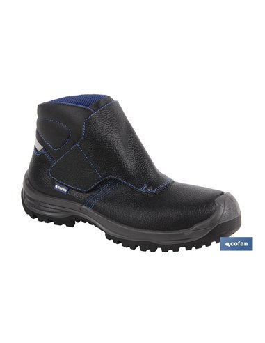 Bota de couro preta com fecho de velcro S3 modelo Urian T 40