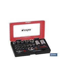 Set Mini Carraca, Vasos Y Puntas 1/4 23 Pcs.
