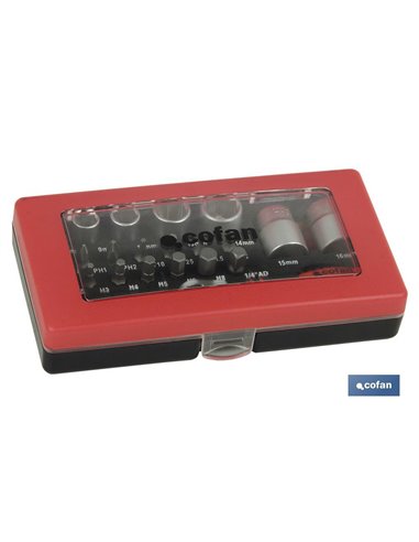 Set Mini Carraca, Vasos Y Puntas 1/4 23 Pcs.
