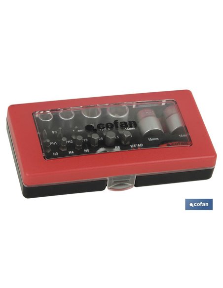 Set Mini Carraca, Vasos Y Puntas 1/4 23 Pcs.