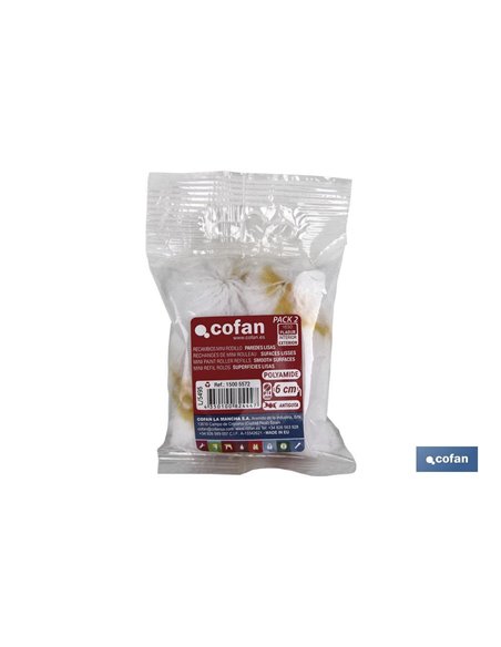 Pack 2 Recambios Mini Rodillo Paredes Lisas 6cm