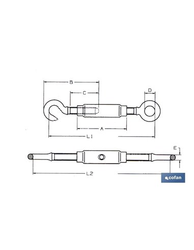 Tensor Tubular Gancho-Anilla M-8