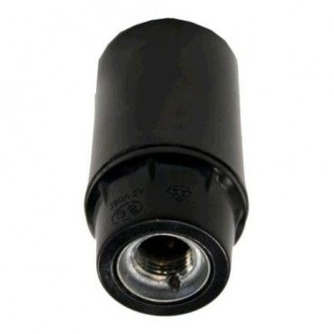 Portalámparas E14 liso negro de baquelita