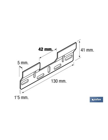 Placa Colgador Doble 130 Mm Con Hueco 42 Mm
