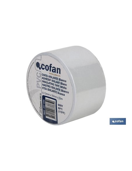 Cinta Aislante Blanca De 130 Micras 50 Mm X 33 M