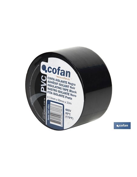 Cinta Aislante Negra De 130 Micras 50 Mm X 33 M