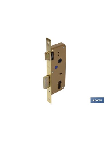 Cerradura Embutir+Cerradero D85 E45- Latón (para Madera)