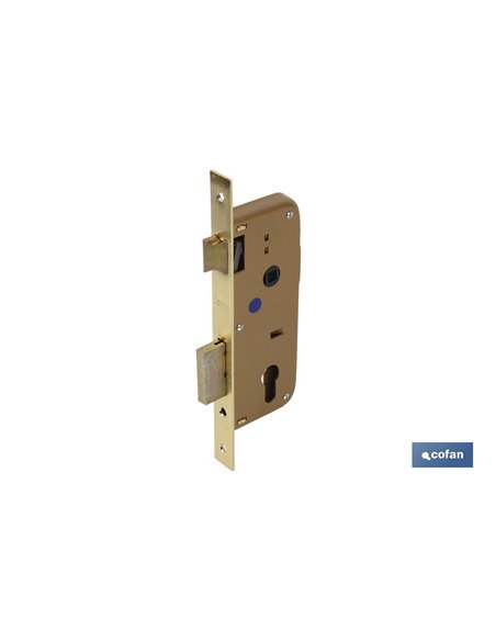 Cerradura Embutir+Cerradero D85 E45- Latón (para Madera)