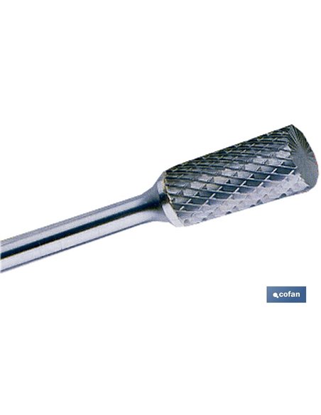 Rebarba rotativa cilíndrica com corte de 16 mm.