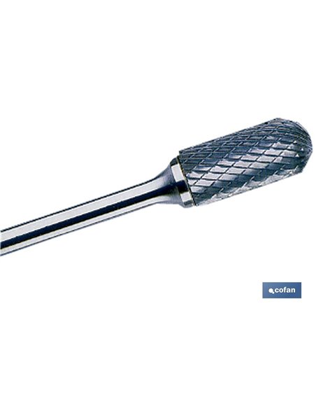 Fresa rotativa cilíndrica com raio de 10 mm.