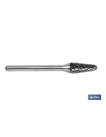 Fresa rotativa cônica com raio de 12 mm.