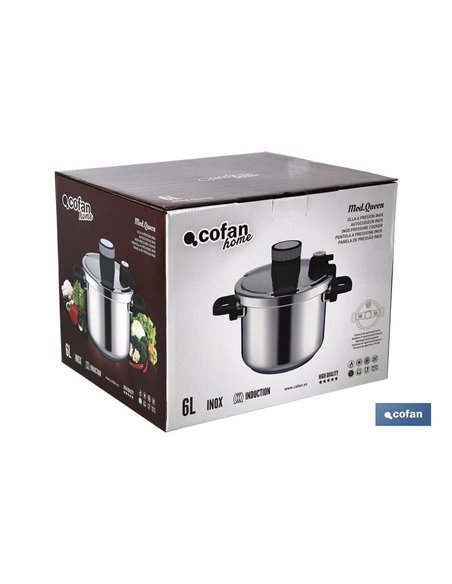 Olla Presión 6l Inox Inducción Modelo Queen