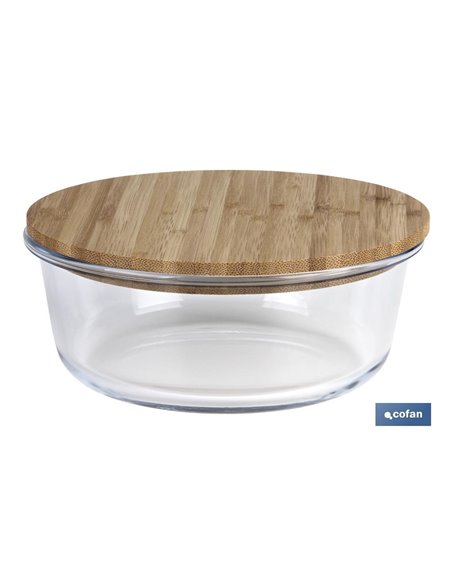 Set De 2 Recipientes De Borosilicato Con Tapa De Bambú Modelo Panda 620 Ml - 950 Ml