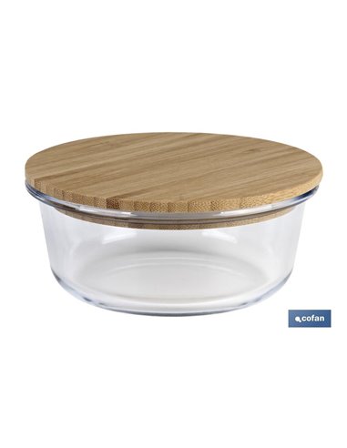 Set De 2 Recipientes De Borosilicato Con Tapa De Bambú Modelo Panda 620 Ml - 950 Ml