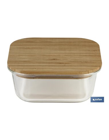 Set De 2 Recipientes De Borosilicato Con Tapa De Bambú Modelo Panda 520 Ml - 800 Ml
