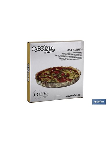 Fuente Redonda De Vidrio Borosilicato Modelo Baritina 1600 Ml