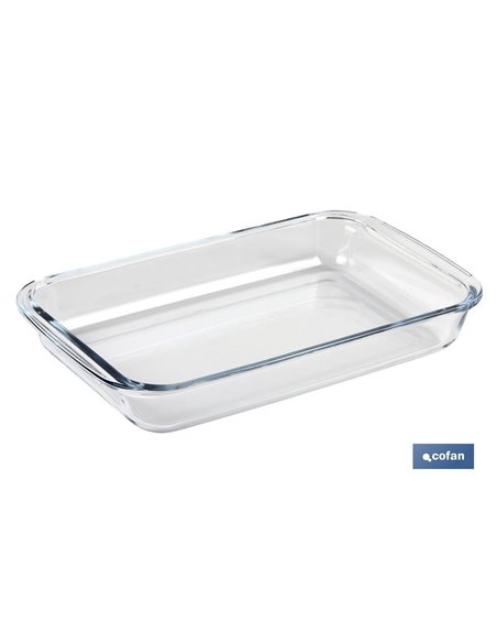 Conjunto de 3 pratos retangulares de vidro borossilicato modelo barita 1600ml-2200ml-3000ml