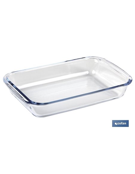 Conjunto de 3 pratos retangulares de vidro borossilicato modelo barita 1600ml-2200ml-3000ml