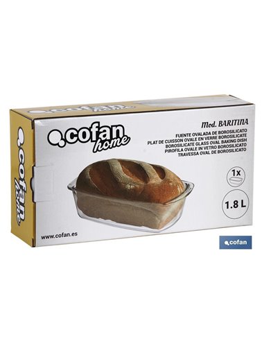 Fuente Oval Alargada De Vidrio Borosilicato Modelo Baritina 1800 Ml