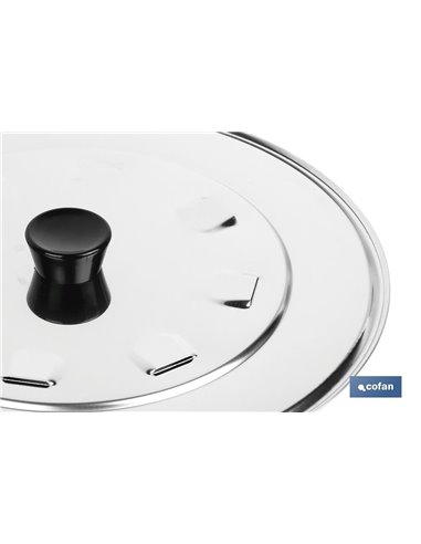 Tapa con Desvapo Modelo Argán Acero Inox 24cm