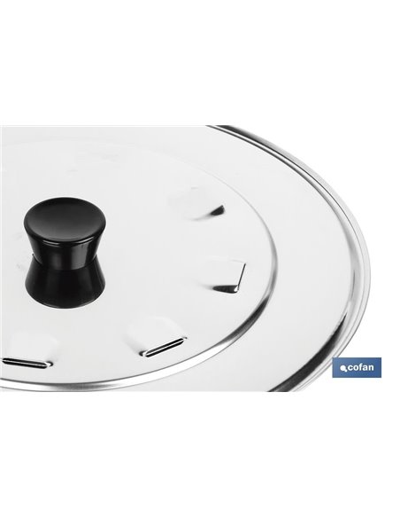 Tapa con Desvapo Modelo Argán Acero Inox 24cm