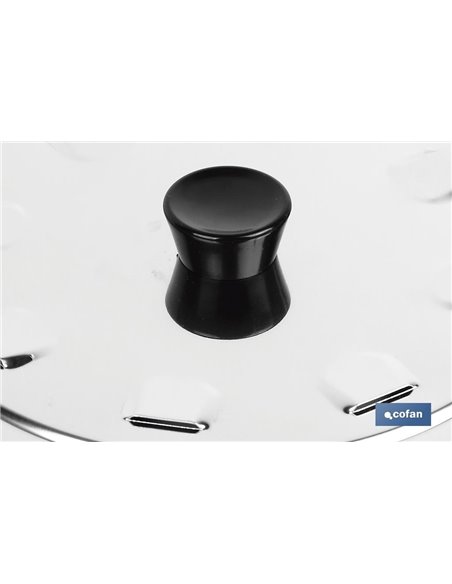 Tapa con Desvapo Modelo Argán Acero Inox 24cm