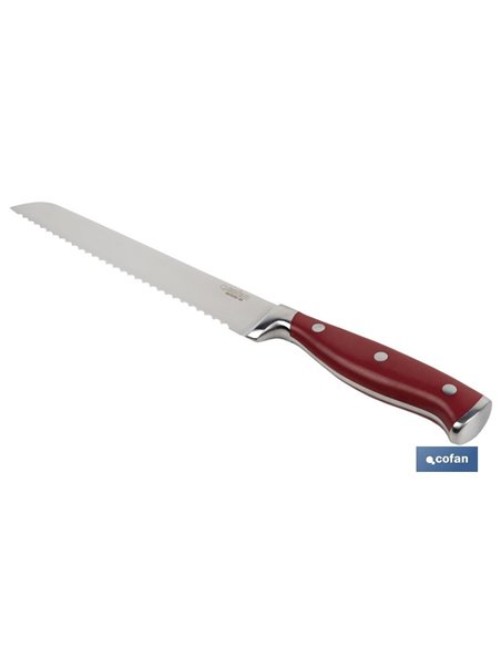 Lâmina de Faca para Pão 21cm Vermelho Modelo Aguacejo