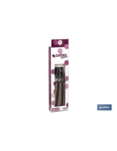 Pack 3 Cuchillo Chuletero Microdentado Hoja 10cm  Modelo Gulash Color Nogal