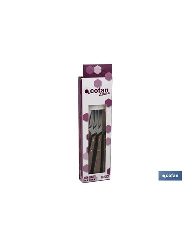 Pack 3 Cuchillo De Mesa Con Filo Hoja 10cm  Modelo Gulash Color Nogal