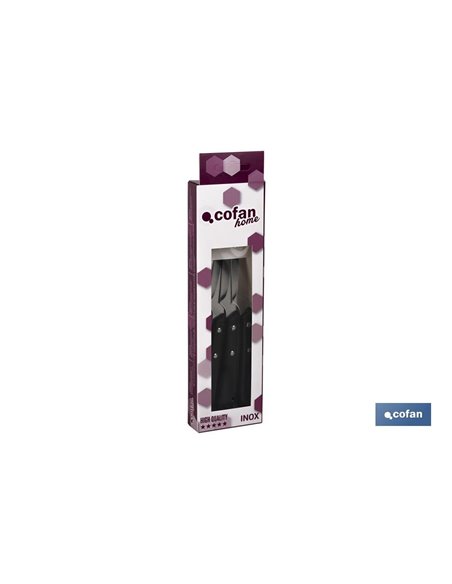 Pack 3 Faca de Mesa com Lâmina de 10cm Modelo Goulash Preto