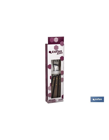 Pack 3 Tenedores Chuleteros Modelo Gulash Color Nogal