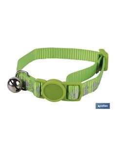 Collar Con Cascabel Gatos Verde Modelo May 1 Cm X 32 Cm