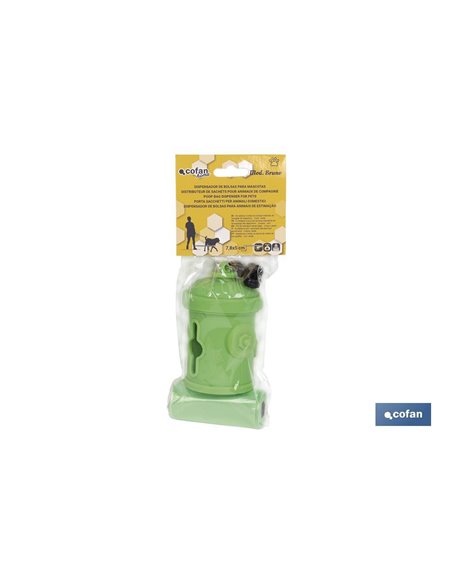Dispensador De Bolsas Para Mascotas Verde Bruno 7,8x5 Cm