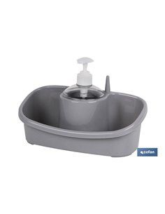 Estropajero Con Dosificador Gris Claro 26x13x16.5cm
