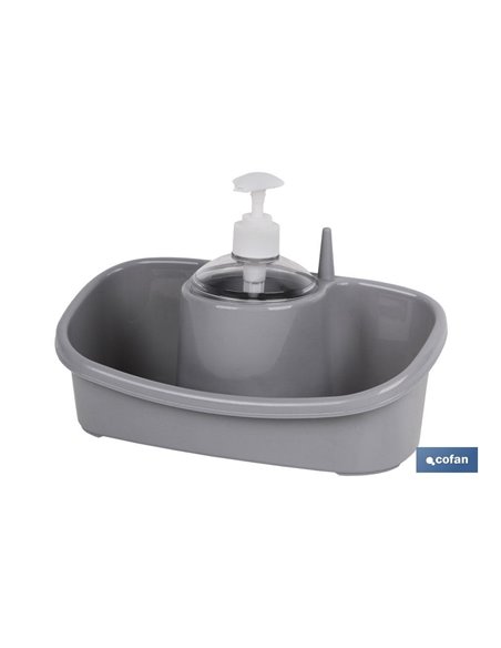 Estropajero Con Dosificador Gris Claro 26x13x16.5cm