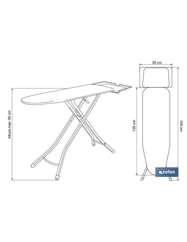 Tabla Planchar 120x36cm Modelo Cesena Diseño 3