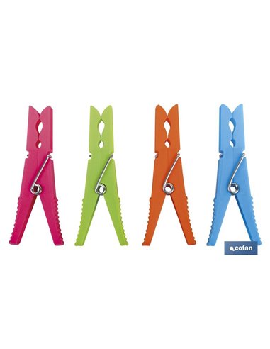 Pacote de 12 Pinças Grandes de Plástico 9cm