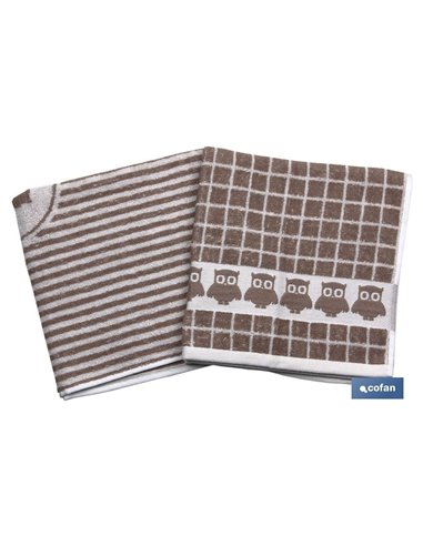Pack 2 Paños Cocina 50x50 Tostado Modelo Garnacha