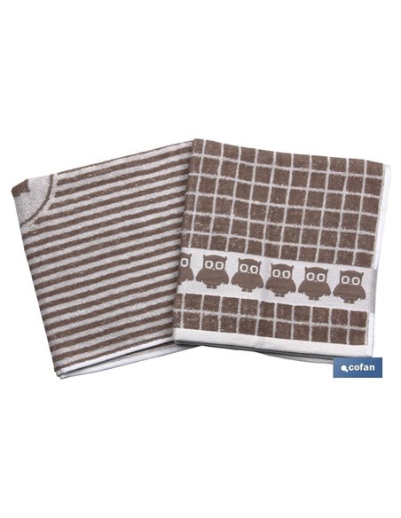 Pack 2 Paños Cocina 50x50 Tostado Modelo Garnacha